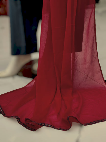 Embroidered Zinc Shirt 3 Piece V1434 | Chiffon Bordered Dupatta | Stitched