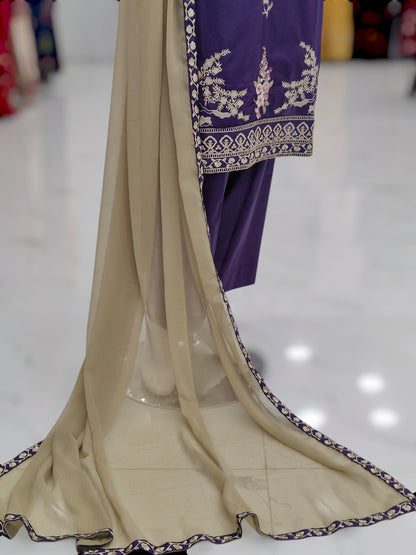Embroidered Purple V1438A | 3 Piece | Stitched