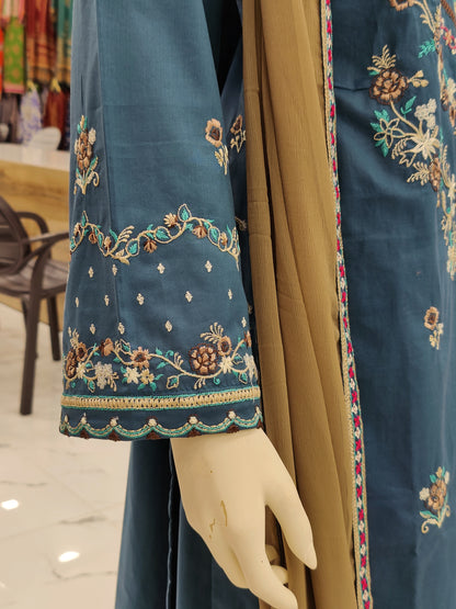 Zinc Embroidered Shirt RC463-A | Brown Chiffon Dupatta | Stitched | 3 Piece | Volume 4