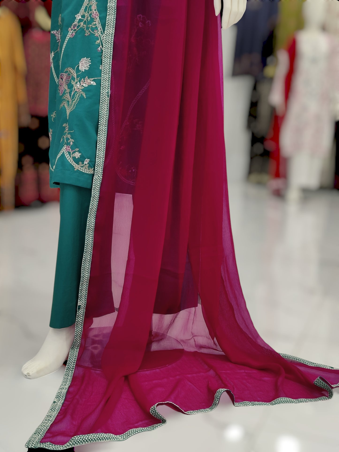 Embroidered Sea Green V595A | Stitched | 3 Piece