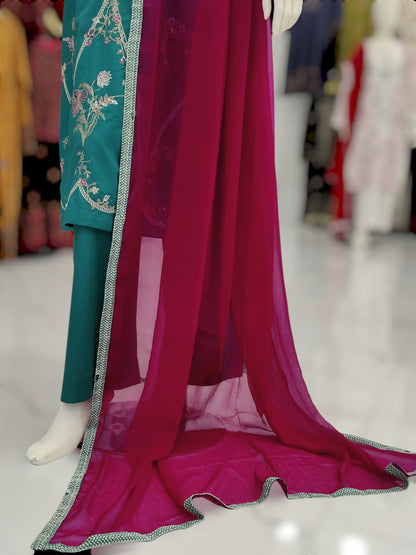 Embroidered Sea Green V595A | Stitched | 3 Piece
