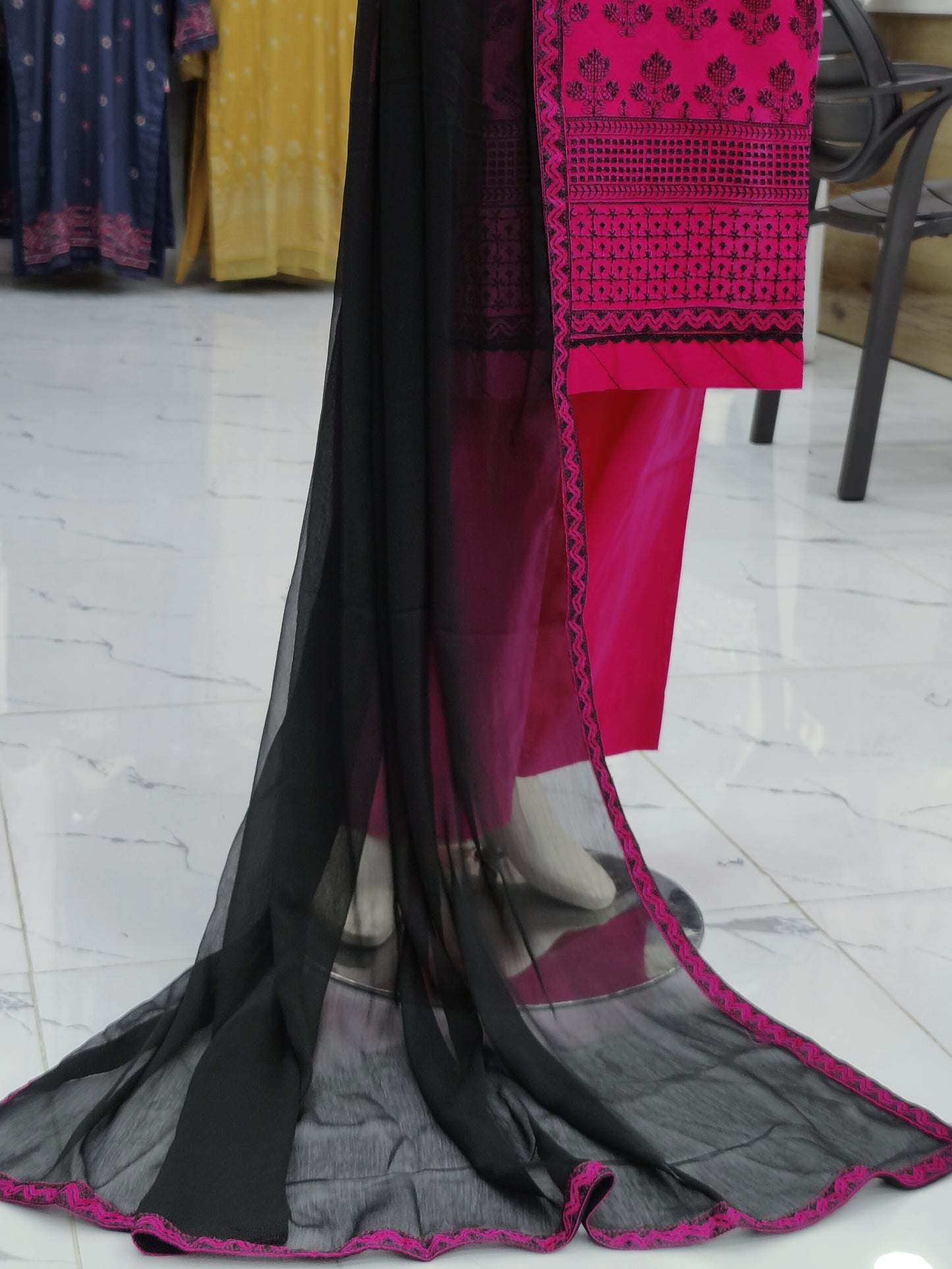Embroidered Pink 3 Piece | Stitched