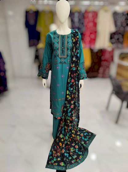 Embroidered Zinc Lawn Shirt | Printed Tarkashi Lawn Dupatta | Stitched | 3 Piece