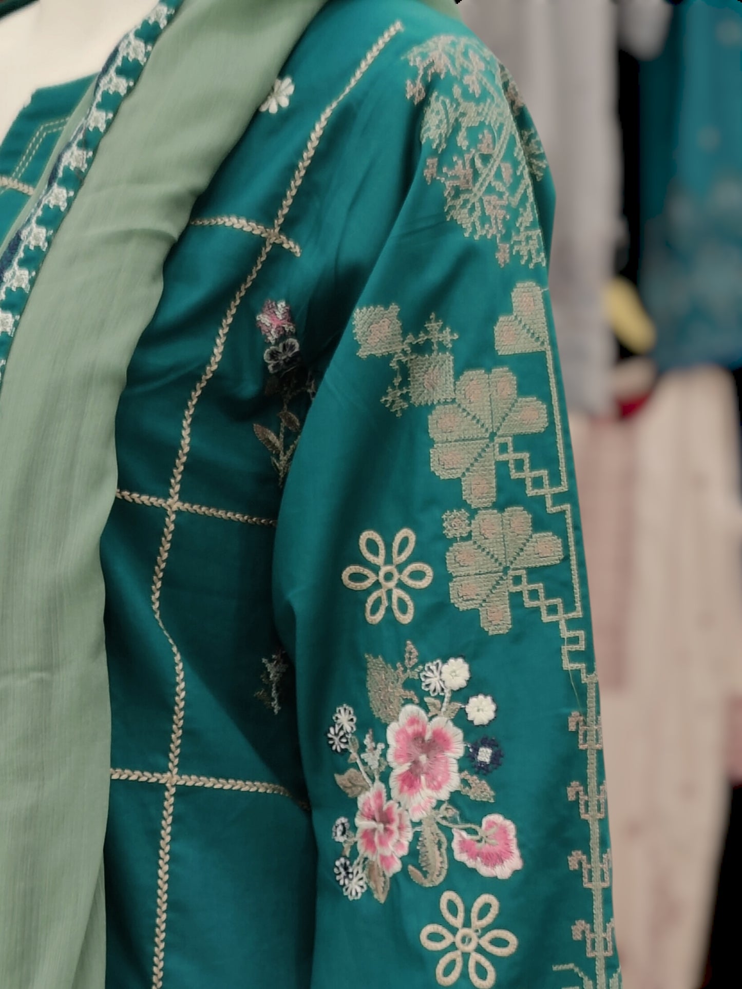 Embroidered Sea Green V595A | Stitched | 3 Piece