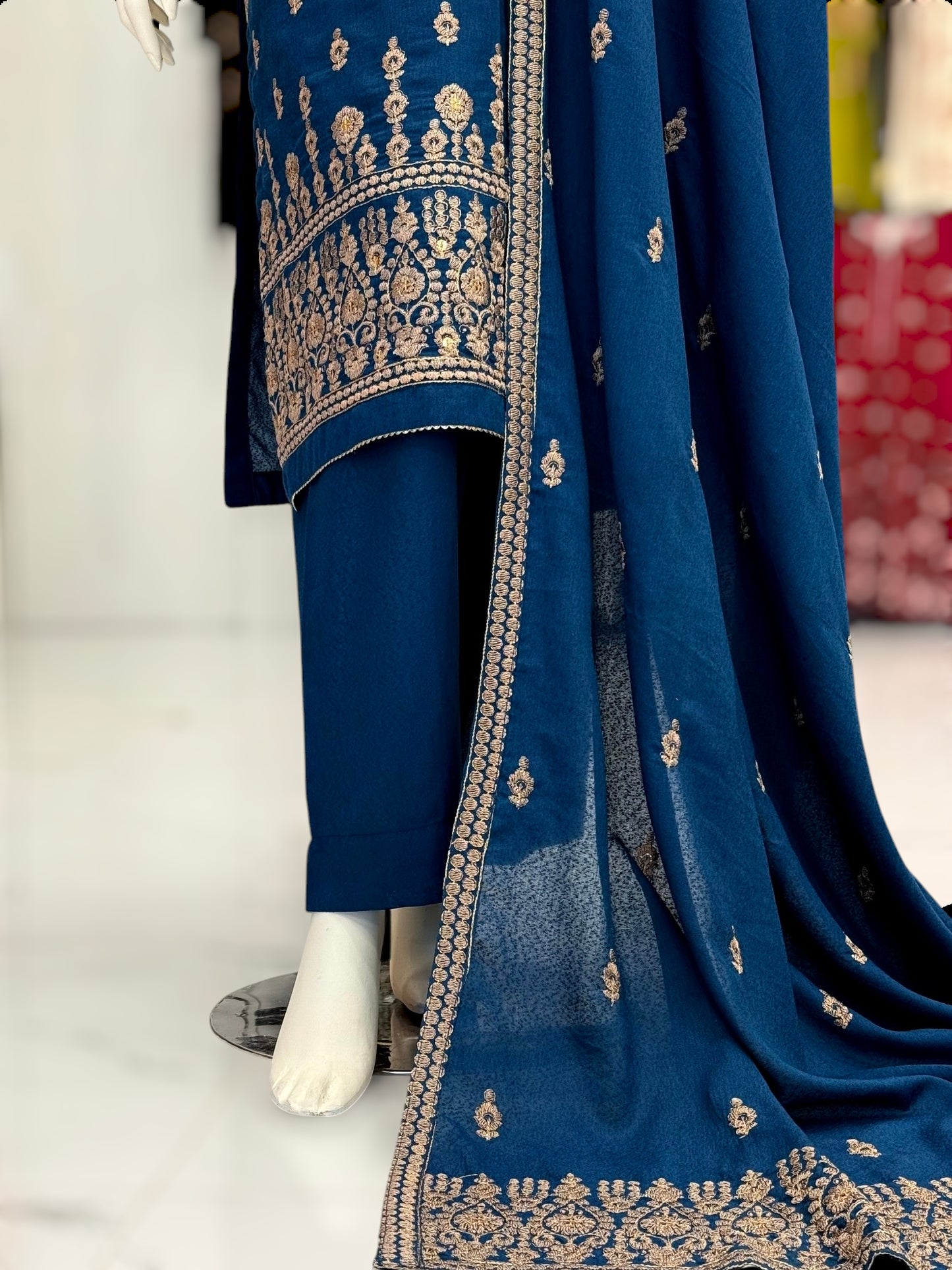 Embroidered Blue| SEQ-55C | 3 Piece | Stitched