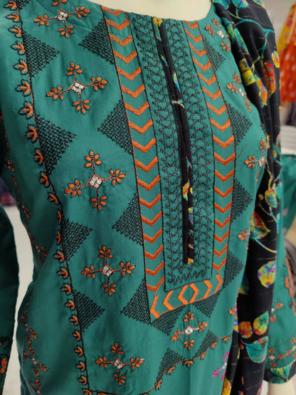 Embroidered Zinc Lawn Shirt | Printed Tarkashi Lawn Dupatta | Stitched | 3 Piece