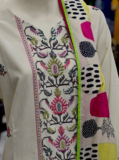 Embroidered Off White EKP-102 | 3 Piece | Stitched
