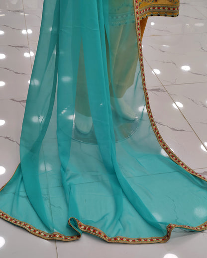 Yellow Embroidered Shirt RC463-B | Sea-Green Chiffon Dupatta | Stitched | 3 Piece | Volume 4