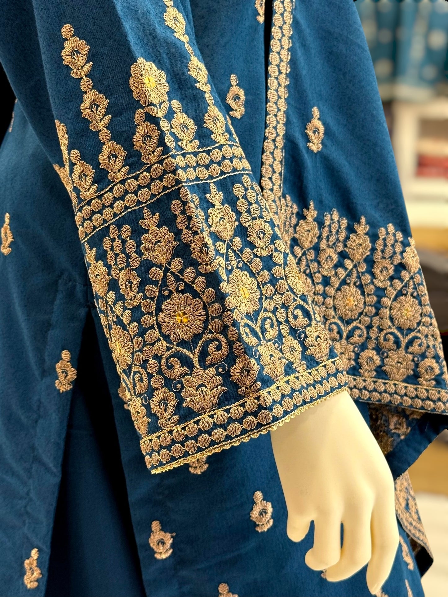 Embroidered Blue| SEQ-55C | 3 Piece | Stitched