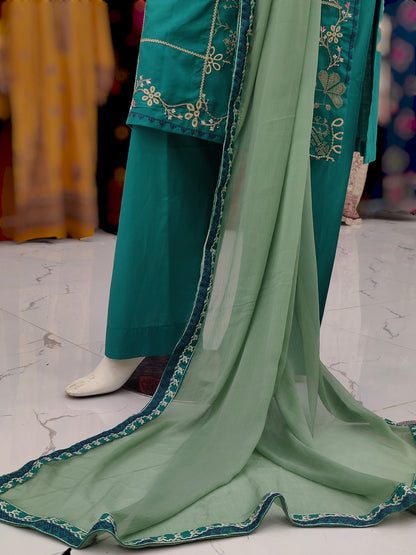 Embroidered Sea Green V595A | Stitched | 3 Piece